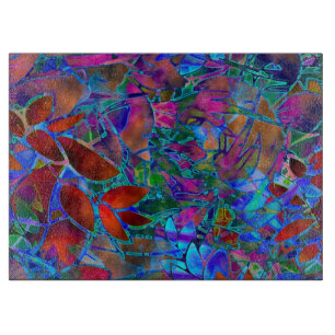 Cutting Board Floral Abstract Stained Glass
