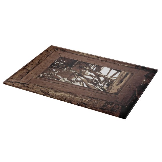 Cutting Board Glass Western Rustic Barn Window (Corner)