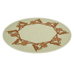 Cutting Board - Iron Leaves in Circle (octagon)