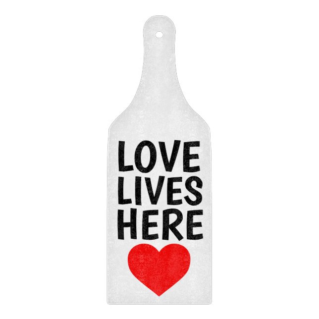 CUTTING BOARD PADDLE WEDDING GIFT, LOVE LIVES HERE (Front)