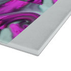 Cutting Board - Pattern on Blue, Fuschia/Purple