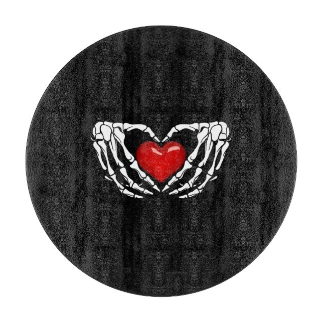 Cutting Board Skeleton Hands Around Heart  (Front)