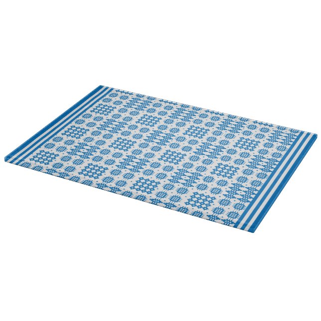 Cutting Board: Welsh Tapestry Pattern, Bright Blue Cutting Board (Corner)