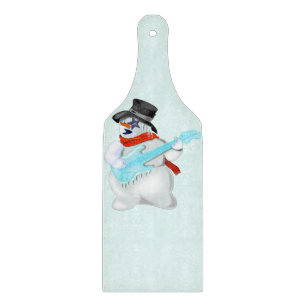 Cutting Board with Rock Guitarist Snowman