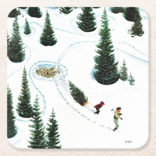 Cutting Down the Tree Square Paper Coaster