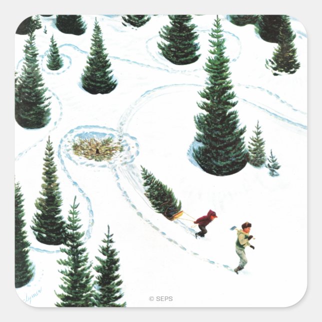 Cutting Down the Tree Square Sticker (Front)