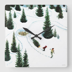 Cutting Down the Tree Square Wall Clock