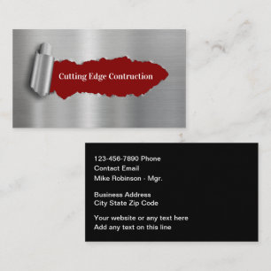 Cutting Edge Construction Business Card Design