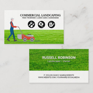 Cutting Grass   Landscaping Icons Business Card