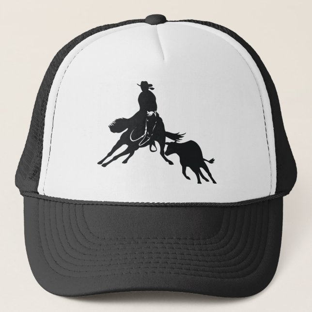 Cutting Horse and cow Trucker Hat (Front)