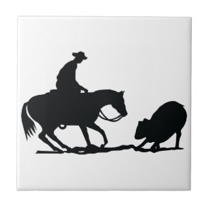 Cutting Horse Ceramic Tile