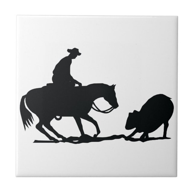 Cutting Horse Ceramic Tile (Front)