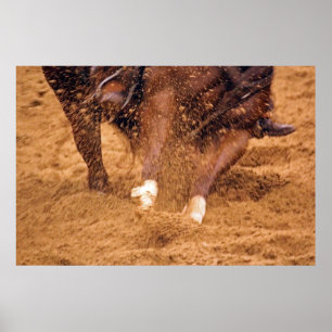 Cutting Horse Sliding in the Dirt Poster