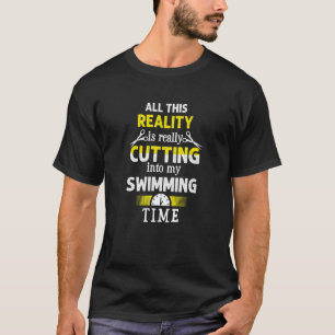 Cutting into My Swimming Time  Swimmer Humour Swim T-Shirt