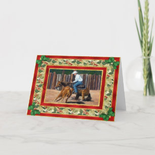 Cutting Quarter Horse Blank Christmas Card