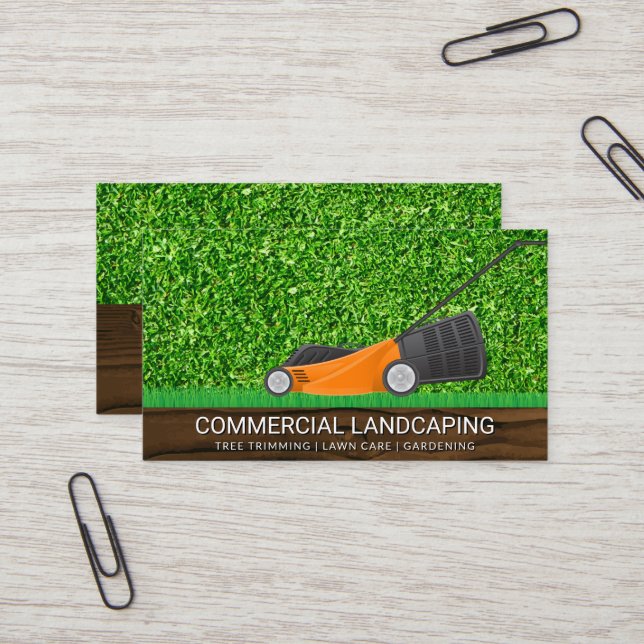 Cutting the Grass | Lawnmower Business Card (Front/Back In Situ)