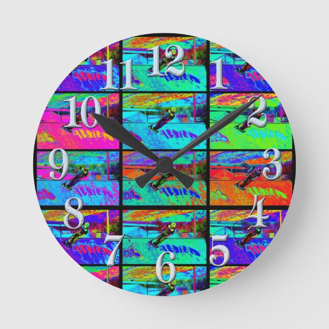 Cutting the Ramp - Stunt Scooter Rider Round Clock (Front)