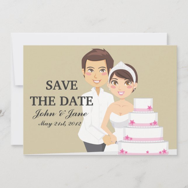 Cutting Wedding Cake Invitation (Front)