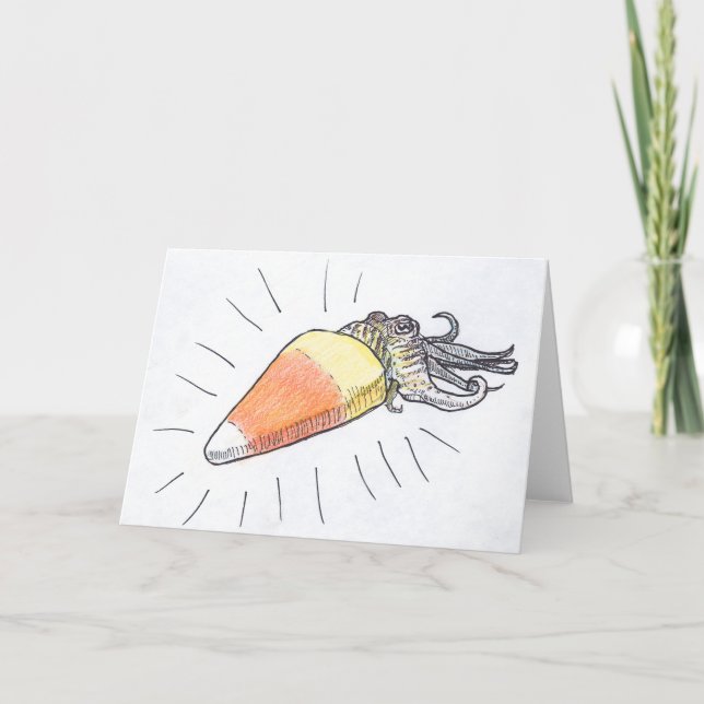 "Cuttlecorn" Halloween Cuttlefish Card (Front)