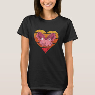 Cuttlefish Couple Heart Vintage Retro Marine Ocean T-Shirt