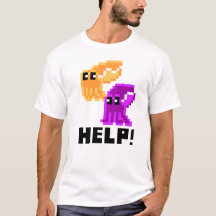 Cuttlefish Danger 'Help!' Pixel Art Mens T-Shirt