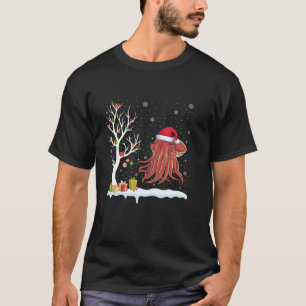 Cuttlefish Santa Hat Festive Tree Light Christmas T-Shirt