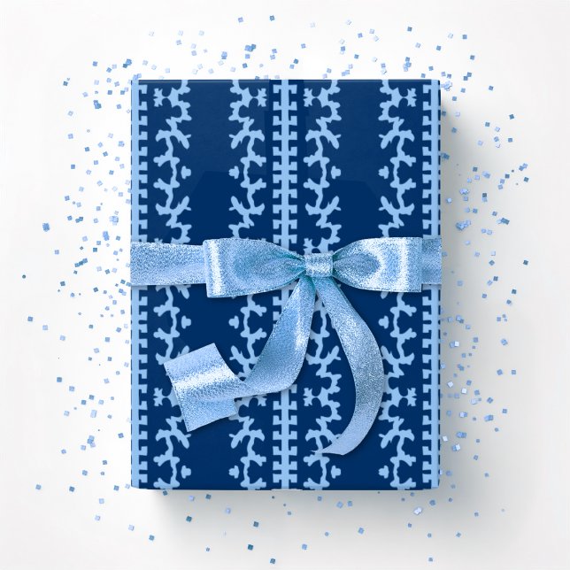 Cutwork Vine in Blue Indigo Wrapping Paper (Creator Uploaded)