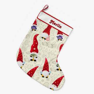 Cuute Scandinavian Holiday Gnome  Large Christmas Stocking