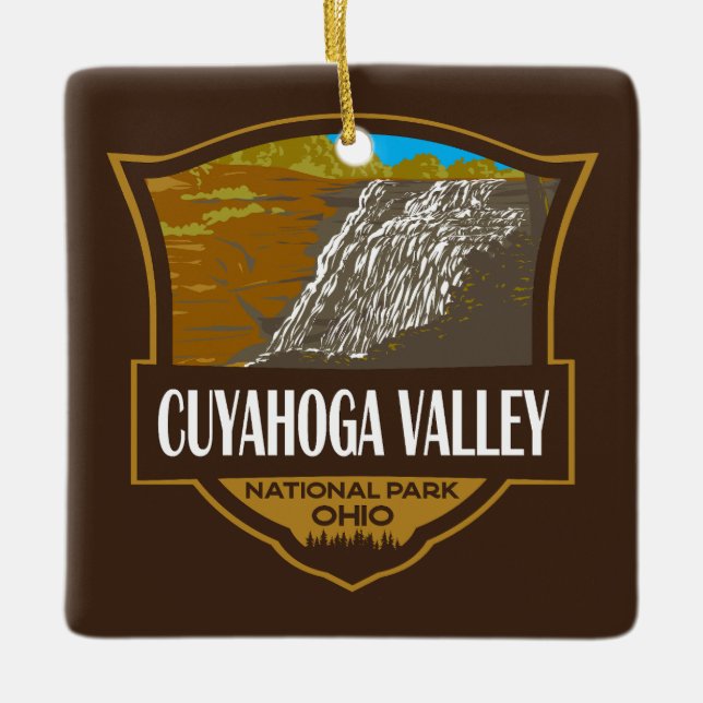 Cuyahoga Valley National Park Illustration Travel Ceramic Ornament (Front)