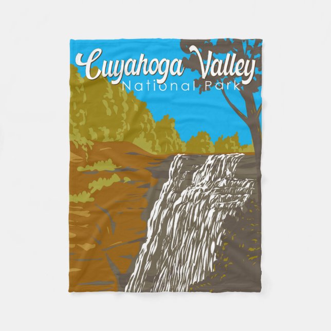 Cuyahoga Valley National Park Illustration Travel Fleece Blanket (Front)