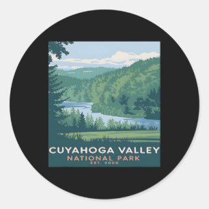 Cuyahoga Valley National Park Vintage Camping Men Classic Round Sticker