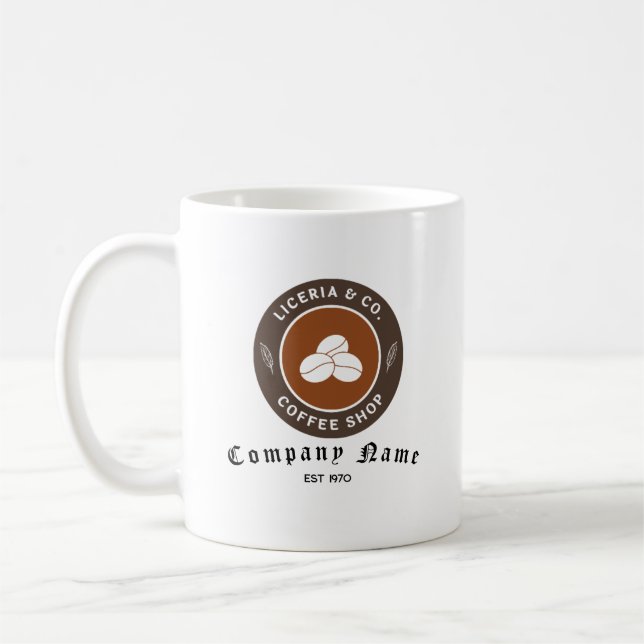 Cuztomizable Vintage Diner Restaurant Logo Coffee Mug (Left)