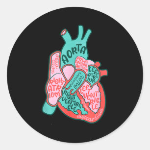 Cvicu Cardiac Nurse Human Heart Anatomy Cardiology Classic Round Sticker