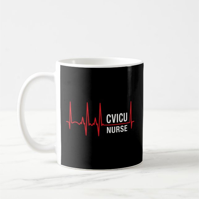 Cvicu Nurse Cardiovascular Icu Nurse Heartbeat Coffee Mug (Left)