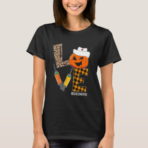 CVICU Nurse Halloween Pumpkin Leopard Love Nurse L T-Shirt