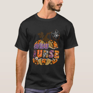 CVICU Nurse Stethoscope Leopard Halloween Pumpkin T-Shirt