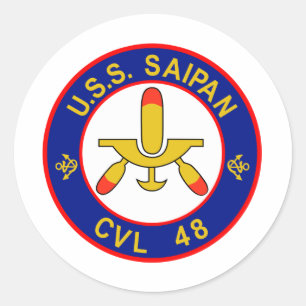 CVL-48 A USS SAIPAN Multi-Purpose Light Aircraft C Classic Round Sticker
