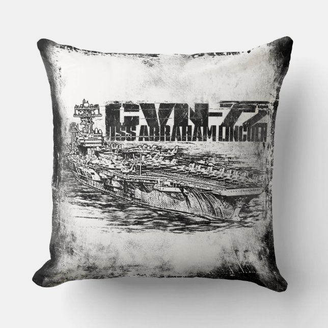 CVN-72 Abraham Lincoln Grade A Cotton Throw Pillo Cushion (Front)