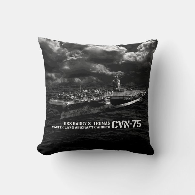 CVN-75 Harry S. Truman Polyester Throw Pillow 16" (Front)