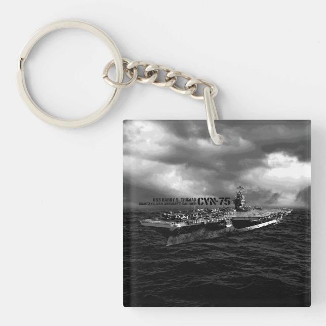 CVN-75 Harry S. Truman Square (double-sided) Keyc Key Ring (Front)