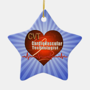 CVT HEART LOGO Cardiovascular Technologist Ceramic Tree Decoration