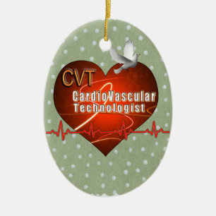 CVT HEART LOGO Cardiovascular Technologist Ceramic Tree Decoration