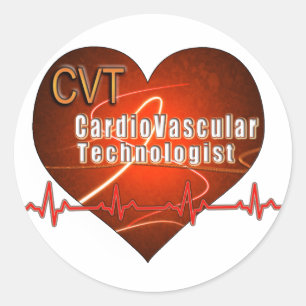 CVT HEART LOGO Cardiovascular Technologist Classic Round Sticker