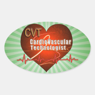 CVT HEART LOGO Cardiovascular Technologist Oval Sticker