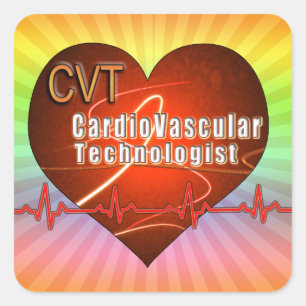 CVT HEART LOGO Cardiovascular Technologist Square Sticker