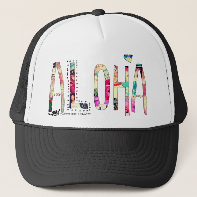 CWA ALOHA COLLAGE Trucker Hat (Front)
