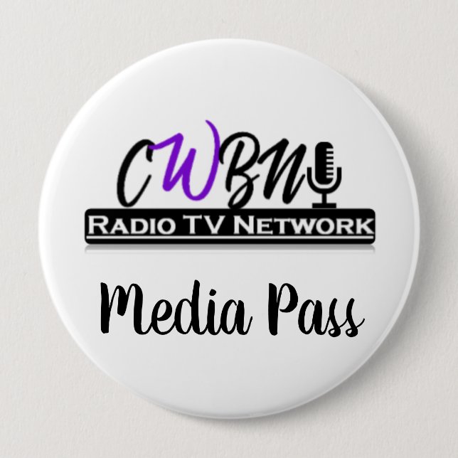 CWBN Radio Network Media Pass 10 Cm Round Badge (Front)
