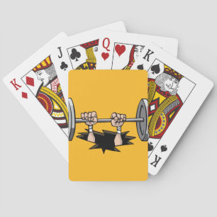 CWLFTF CARTOON WEIGHTLIFTER FALLING THROUGH FLOOR PLAYING CARDS