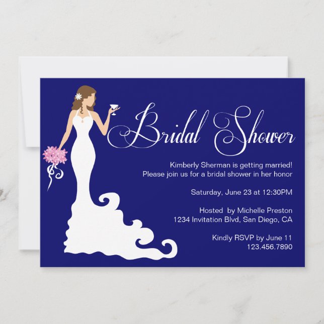 [CWR Danielle C.] Chic Navy Modern Bride Invitation (Front)