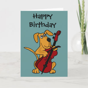 CX- Brown Puppy Dog Playing the Cello Card